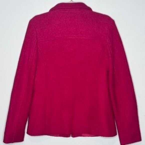 Lands' End Red‎ Pink Boiled Wool Blend Coat Full Zip Jacket Pockets Womens 4 - Picture 2 of 8
